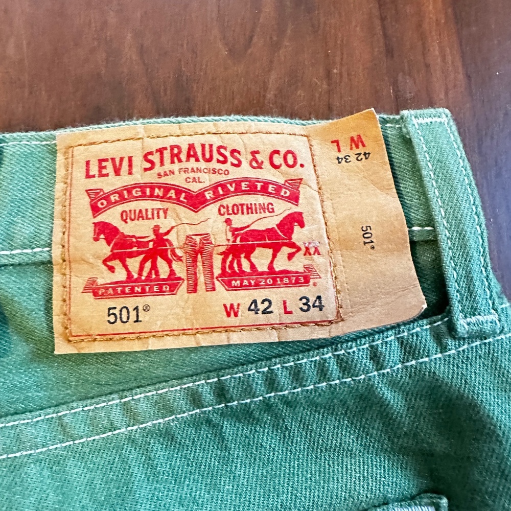 Levi's 501 Shrink to Fit Jeans 42x34 Green